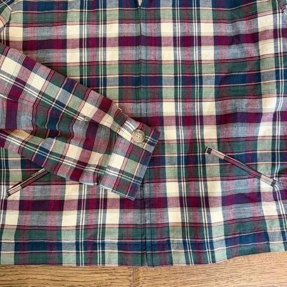 Brooks Brothers Vintage Zip Up Bomber Jacket Plaid Lightweight 10P Medium EUC - Picture 2 of 8